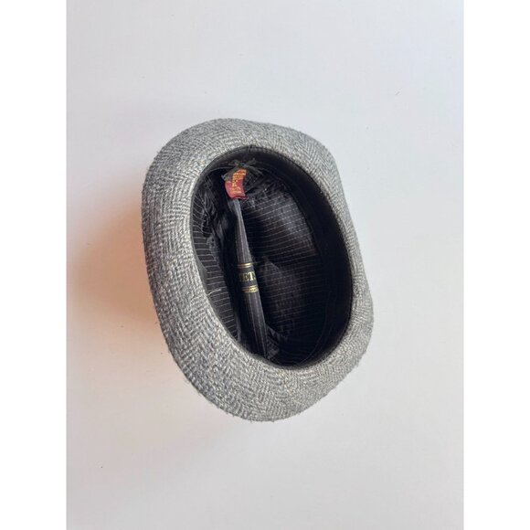 Vintage STETSON Grey Herringbone Wool Trilby Tweed Fedora Hat, Size XL - Picture 6 of 9